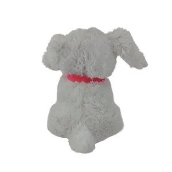 Chrisha Playful White Puppy Dog Plush W/Red I Love You Heart Collar 11 Stuffed